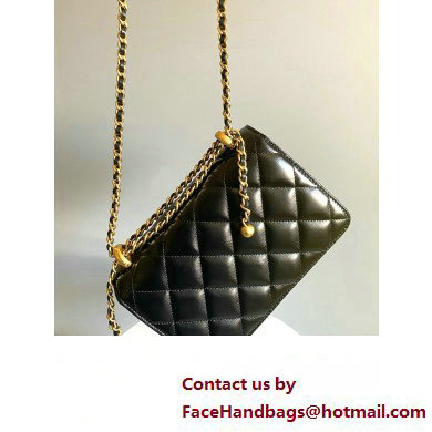 chanel black Shiny Calfskin  &  Gold-Tone Metal MINI FLAP BAG 2024